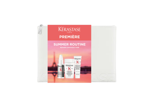 Kerastase Premiere Summer Routine haircare set packaging featuring a travel-size shampoo, conditioner, and pre-shampoo treatment BDJ Skin & Body Perth